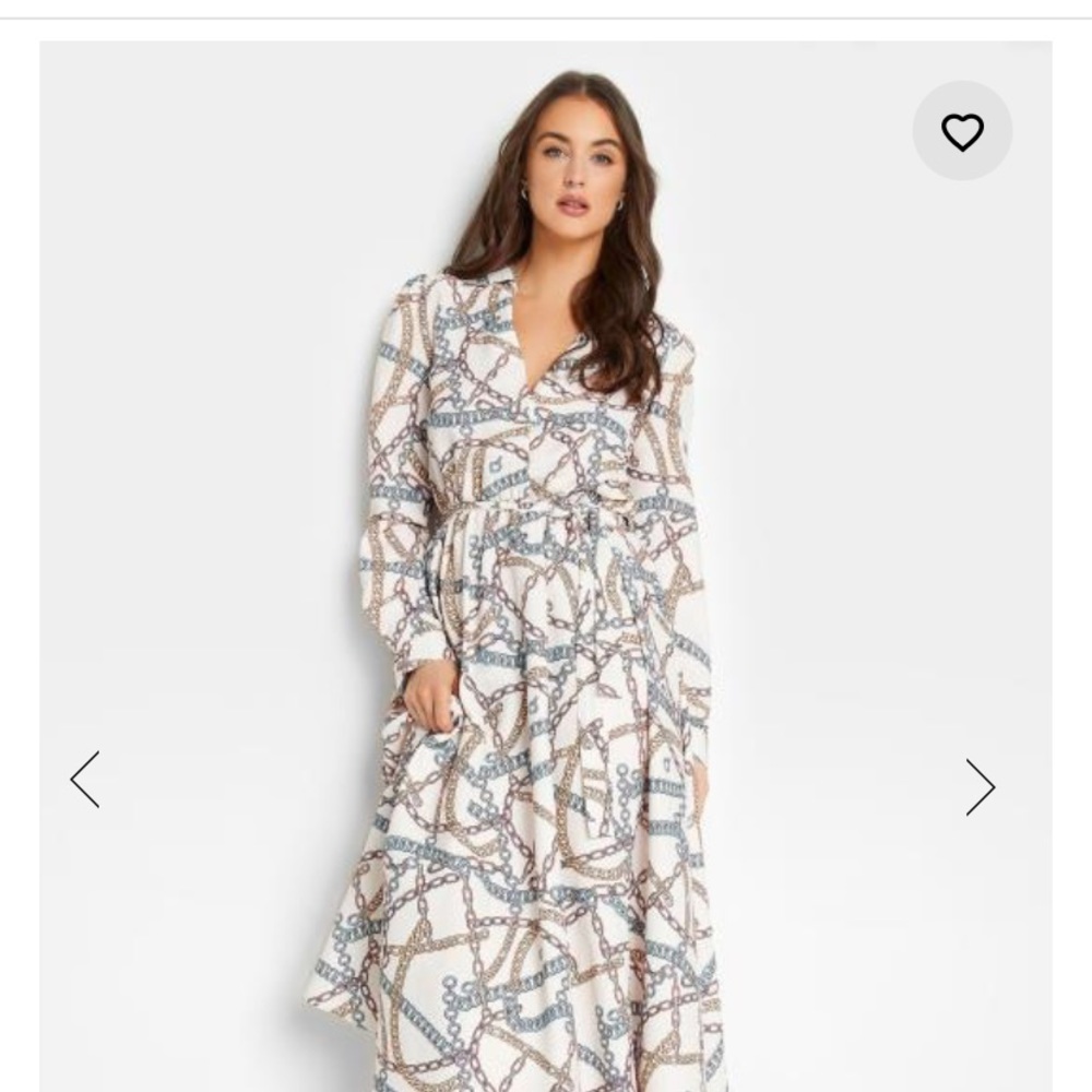 LTS Tall White Chain Print Wrap Midaxi Dress size 14